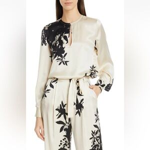 Equipment women’s Delainey Floral Print Silk Blouse Evonne belted wide leg pants